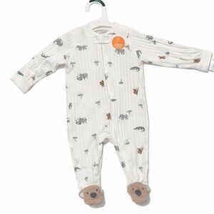 Carter's White Animal Print Footed One Piece